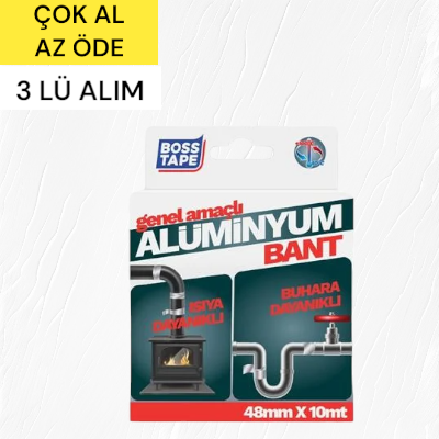 Boss Tape Alüminyum Bant Akrilik 48mmx10mt 3'lü Paket