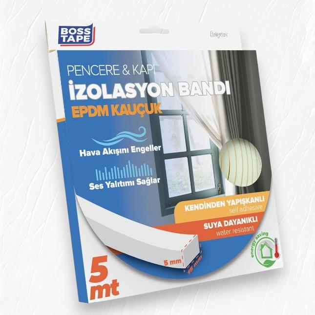Boss Tape EPDM Kauçuk Pencere Kapı İzolasyon Bandı 5mmX15mmX5mt Beyaz