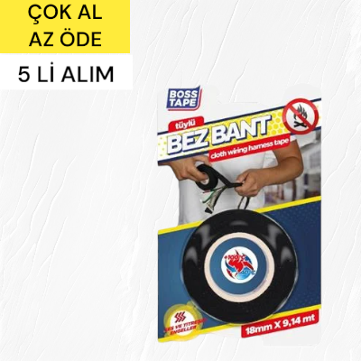 Boss Tape Kablo İzolasyon Bandı Tüylü Bez 5'li Paket