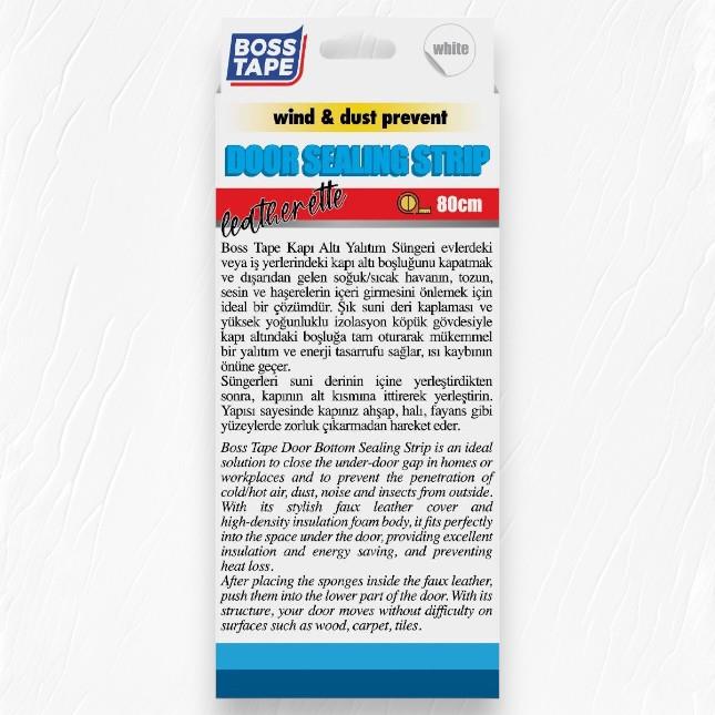 Boss Tape Kapı Altı Yalıtım Süngeri Suni Deri 80cm Beyaz