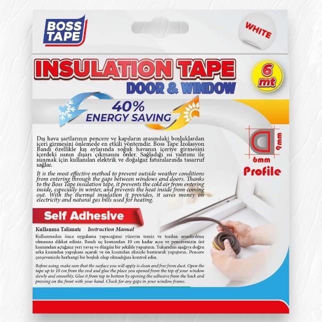 Boss Tape Kapı Pencere İzolasyon Fitili 9mm-6mt Beyaz