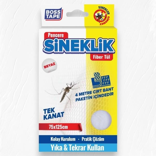 Boss Tape Pencere Cam Sineklik 75x125cm Cırt Bantlı