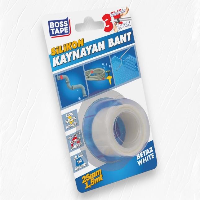 Boss Tape Silikon Kaynayan Tamir Bandı En:25mm Boy:1,5mt Beyaz