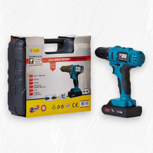 Catpower Akülü Vidalama 20v Li-İon 1,5 Ah 2 Akülü Cate5102