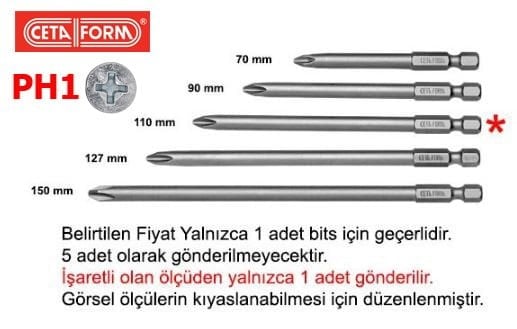 CETA-FORM PH1 x 110 mm Yıldız Bits Uç (CB/1101)