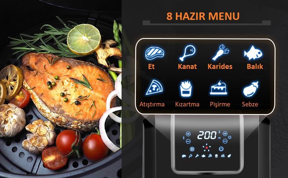 Dalle 5.5 Lt XL Yağsız Dijital AirFryer Fritöz 1700 Watt