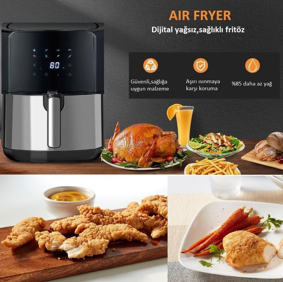 Dalle 5.5 Lt XL Yağsız Dijital AirFryer Fritöz 1700 Watt