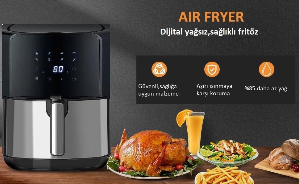 Dalle DL-AF558T1 Dijital 5.5 Lt Yağsız Fritöz 1700 Watt - XL AirFryer