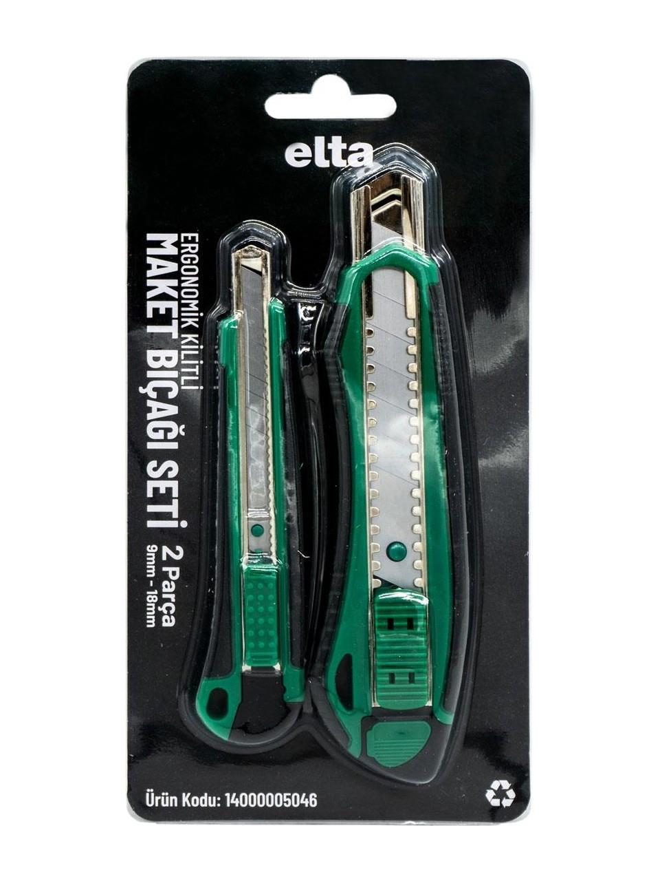 Elta Ergonomik Kilitli Maket Bıçağı Set 18 Mm - 9 Mm