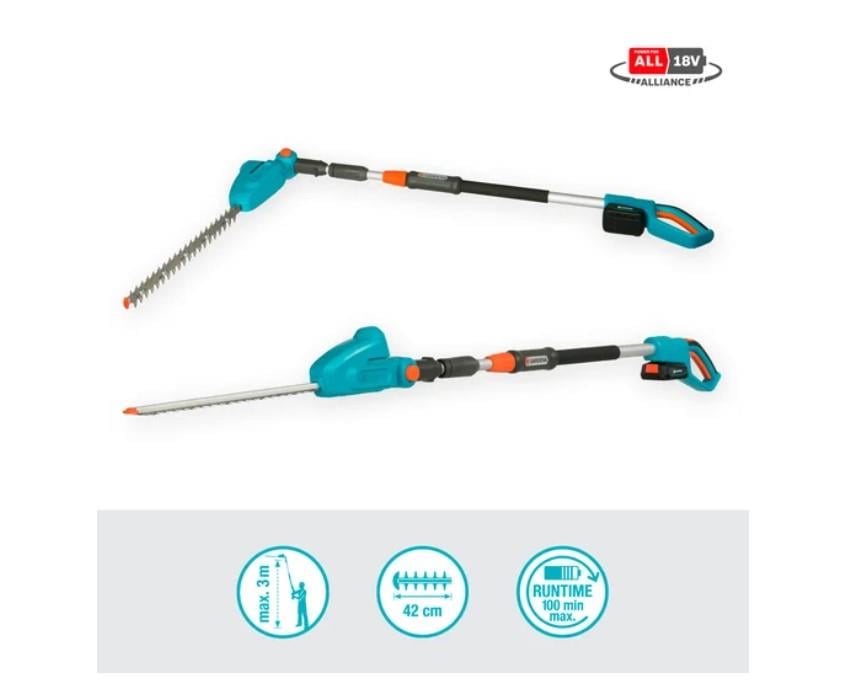 Gardena 14732 Akülü Teleskopik Çit Budama Makinesi THS42/18VP4A