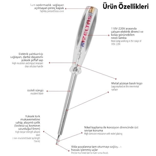 İzeltaş 4550 190 mm Elektrik Kontrol Kalemi