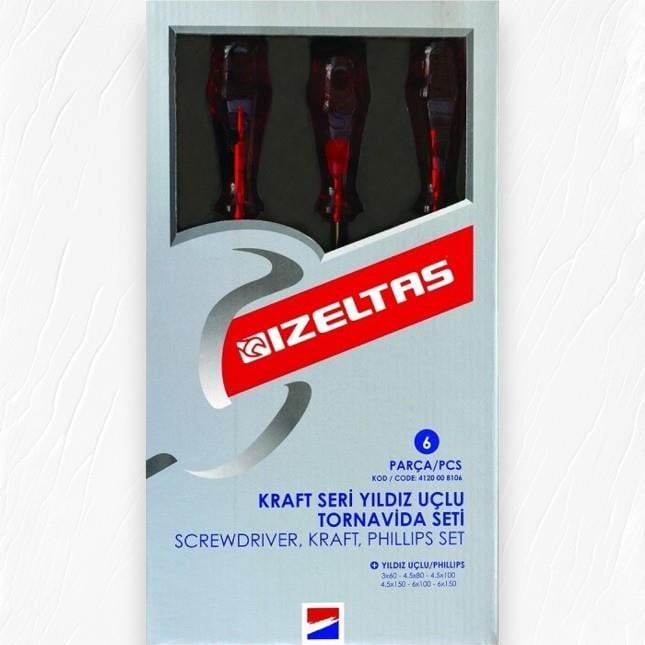 İzeltaş Kraft Seri Yıldız Uçlu Tornavida Seti (6 Parça)