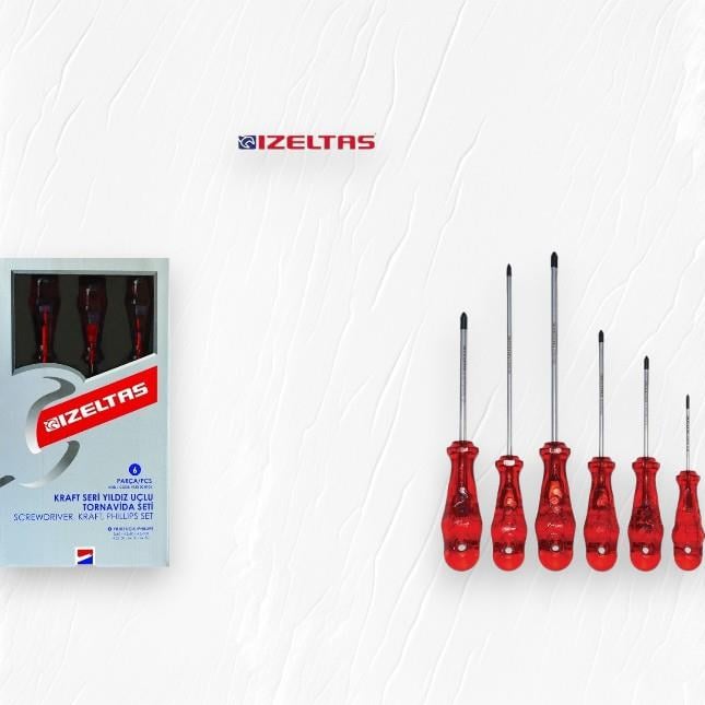 İzeltaş Kraft Seri Yıldız Uçlu Tornavida Seti (6 Parça)
