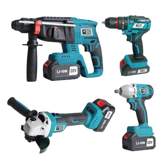 KÖMÜRSÜZ AKÜLÜ SET: DARBELİ VİDALAMA / KIRICI-DELİCİ / AVUÇ TAŞLAMA / SOMUN SIKMA 20V Lİ-İON
