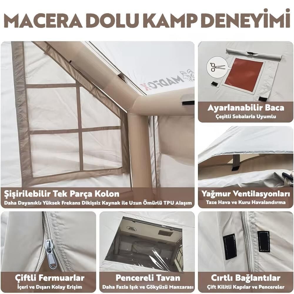 MADFOX Bigless Glamping Cotton Şişme Çadır (Baca Çıkışlı)