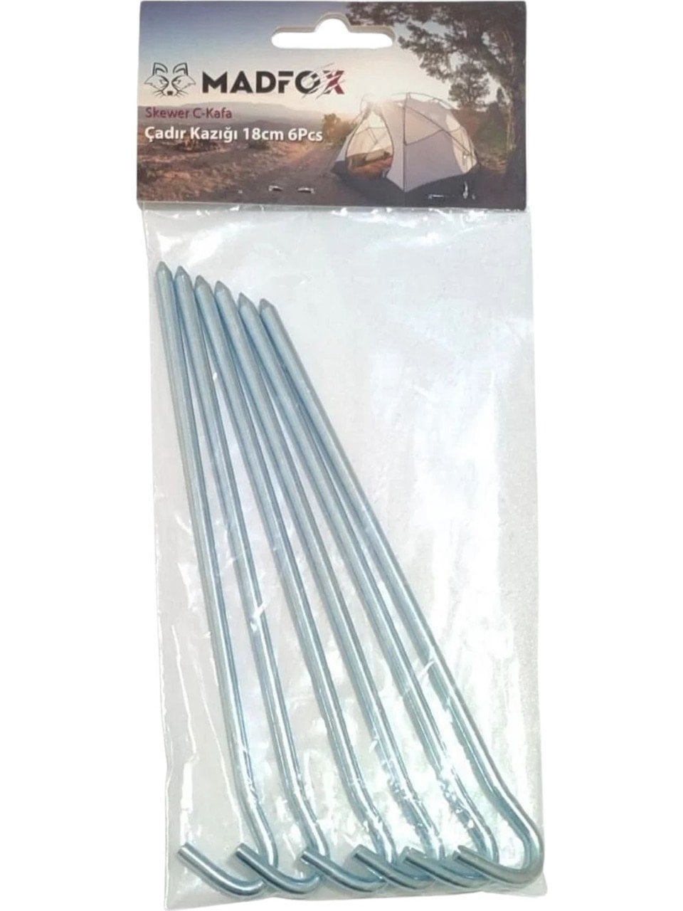 MADFOX Skewer C-Kafa Çadır Kazığı 18 cm 6 Parça