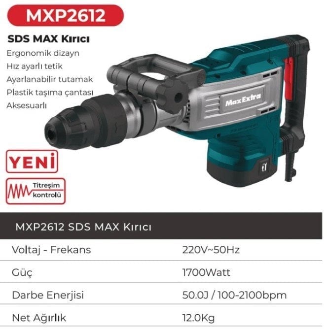 MAX-EXTRA Mxp 2612 SDS Max Elektrikli Kırıcı 12 kg