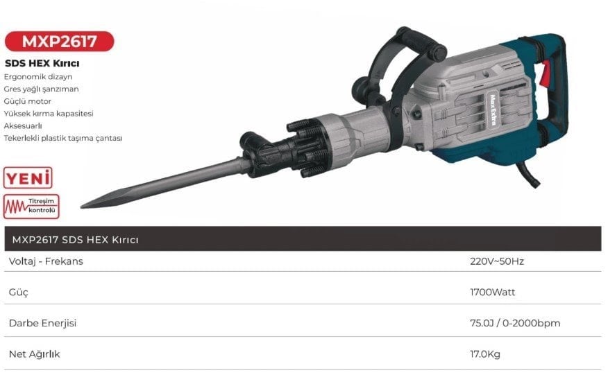 MAX-EXTRA Mxp 2617 SDS Hex Elektrikli Kırıcı 17 kg