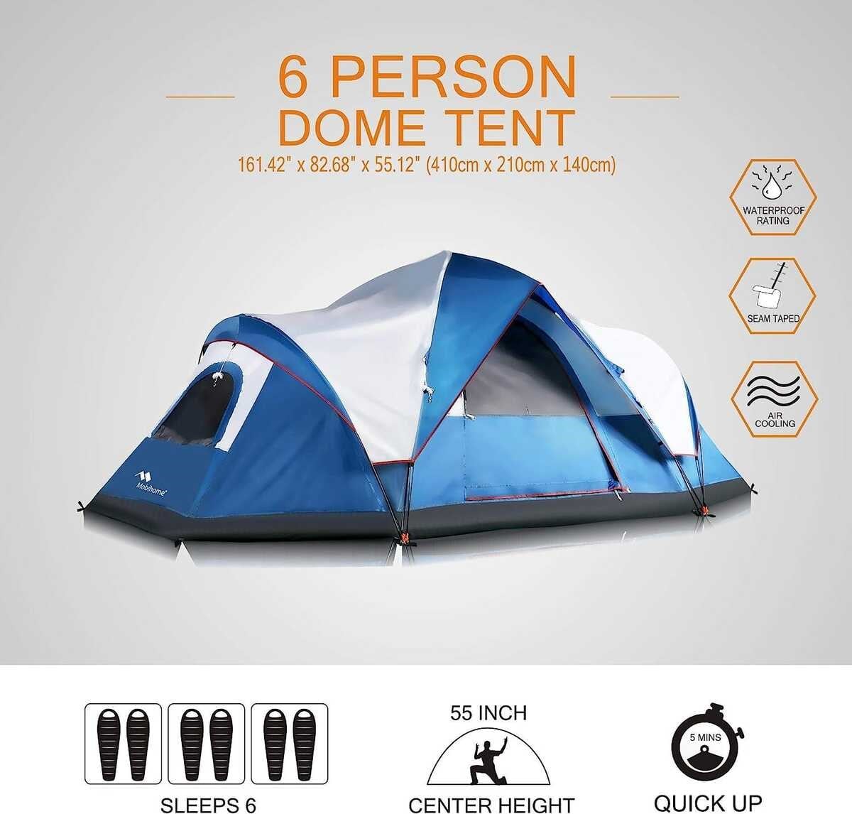 MobiHome DomeHike 6 Kişilik Otomatik Çadır Mavi (205586)