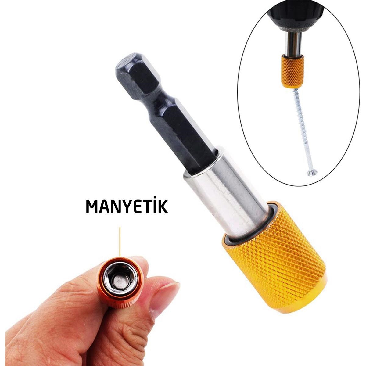 NEXON 5538 Manyetik Bits Uç Tutucu ve Uzatma Adaptörü 3'lü Set