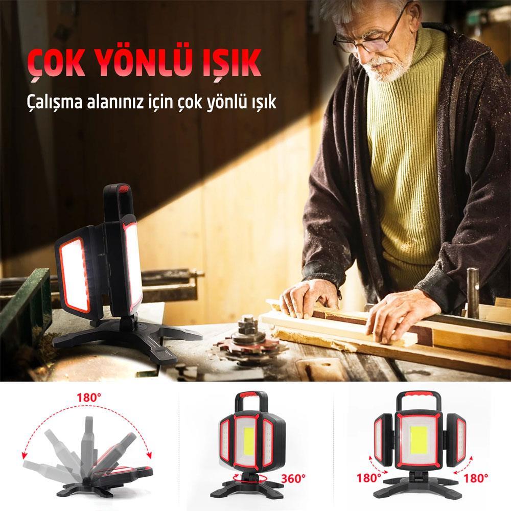 ROX Outdoor Şarjlı Açı Ayarlı  Projektör Çalışma  Led Feneri 2000 Lümen (153ROX0225)