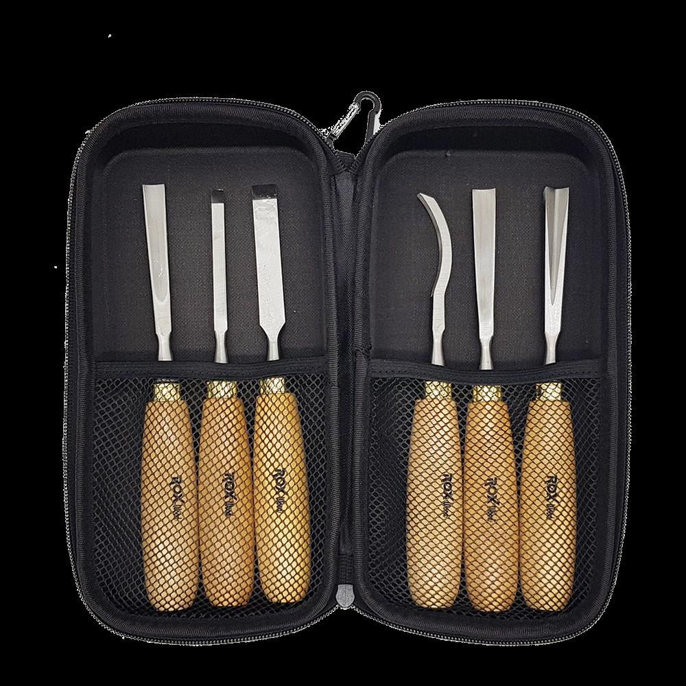 ROX Wood 6 Parça Ahşap Oyma Seti (Neopren Çantalı)