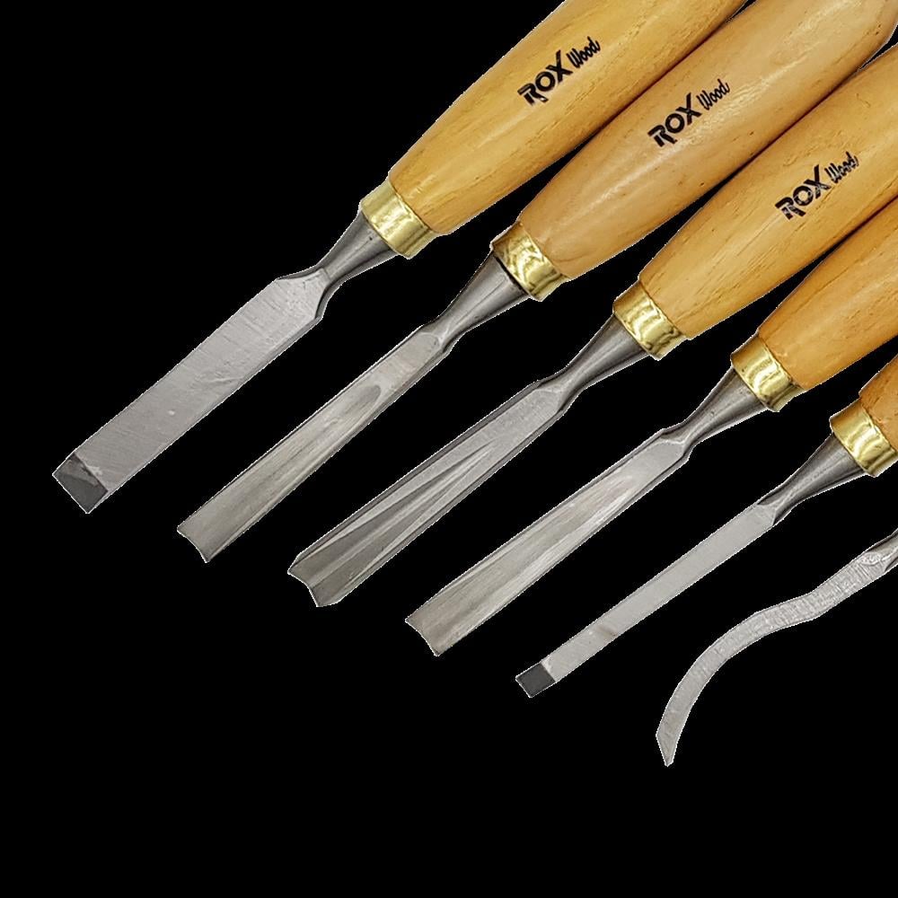 ROX Wood 6 Parça Ahşap Oyma Seti (Neopren Çantalı)