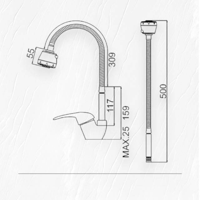 Sarnıcı BTR-1001 Spiralli Mutfak Bataryası Çift Su Girişli
