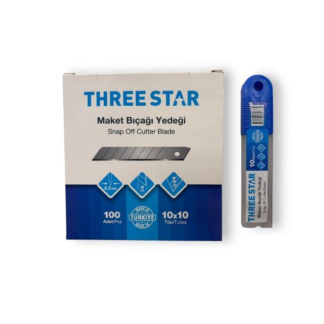 Three Star Maket Bıçağı Yedeği 0,5mm x 18mm - 100 lu