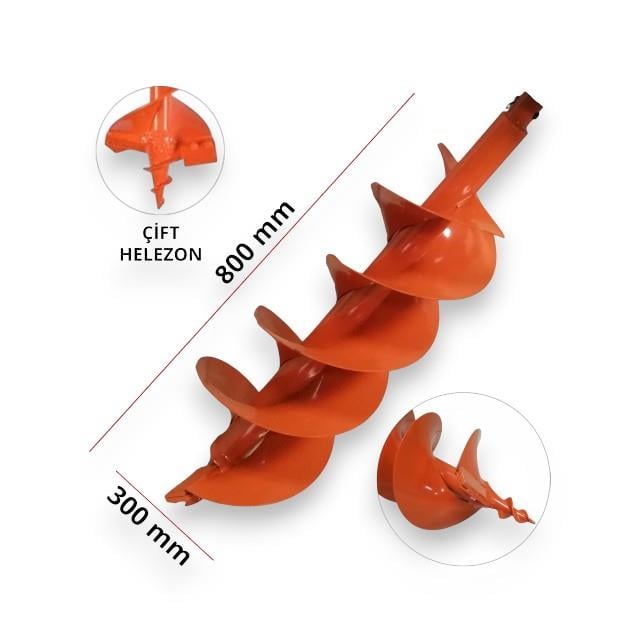 Toprak Burgu Makinası  Çift Helezon Yedek Burgusu Çap 300 mm