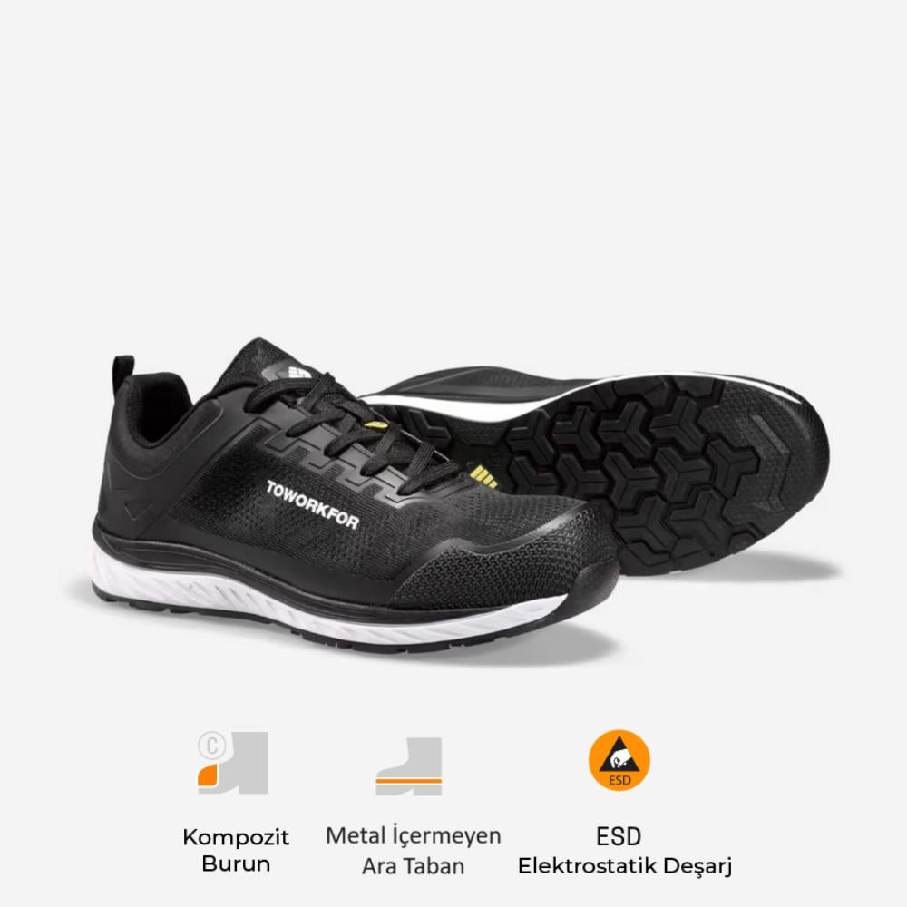 TOWORKFOR SUPER SET BLACK S1P SRC ESD 44 Numara İş Ayakkabısı