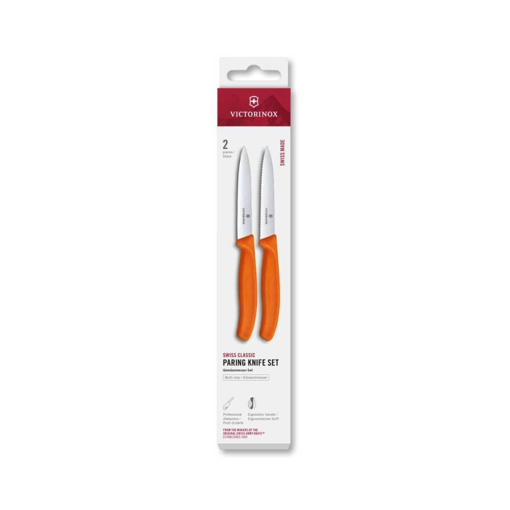 Victorinox 6.7799.2C1 Swiss Classic 2'li 10cm Soyma Bıçak Seti, Turuncu