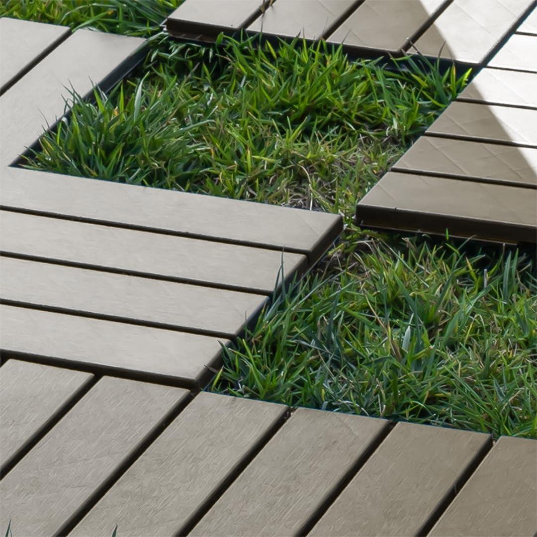 Violet House Plastik Parke Desenli Yer Zemin Döşemesi Teras ve Bahçe Parkesi 9 adet- 1 m2 Latte