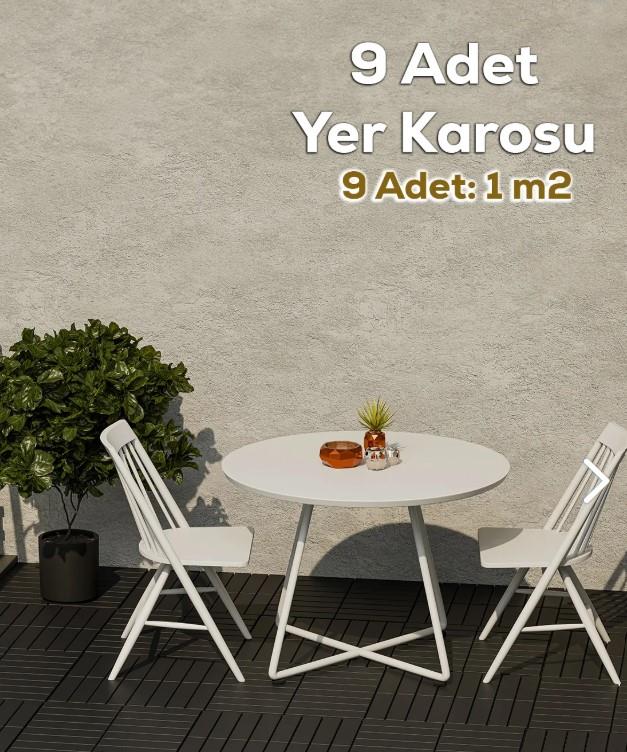 Violet House Plastik Parke Desenli Yer Zemin Döşemesi Teras ve Bahçe Parkesi 9 adet- 1 m2 Latte