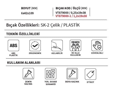 VIPTEC VT875130YP Plastik Uçlu Hassas Yüzey Kazıma