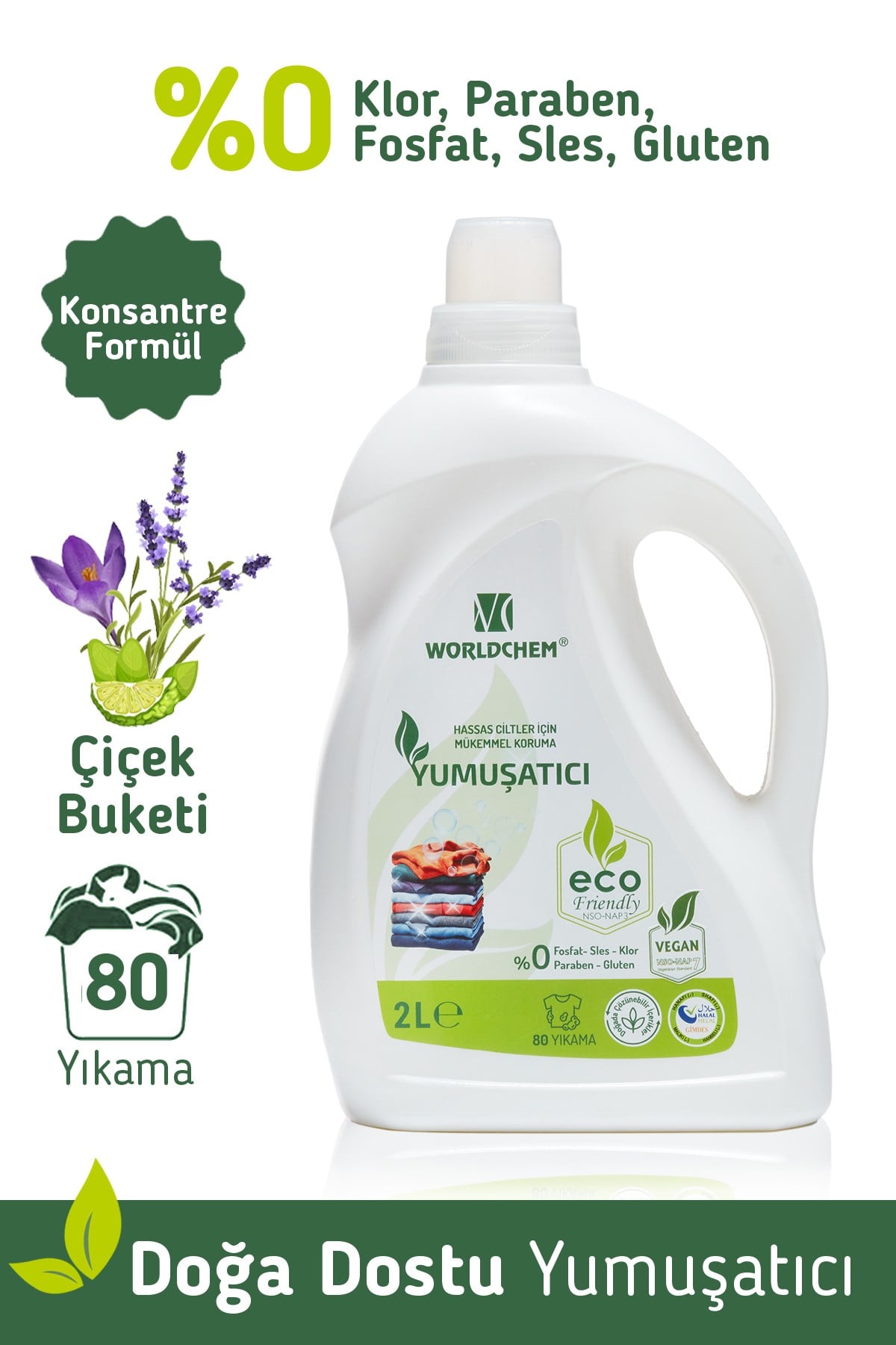 Bitkisel Çamaşır Yumuşatıcı Konsantre Çevre Dostu VZ 2 L