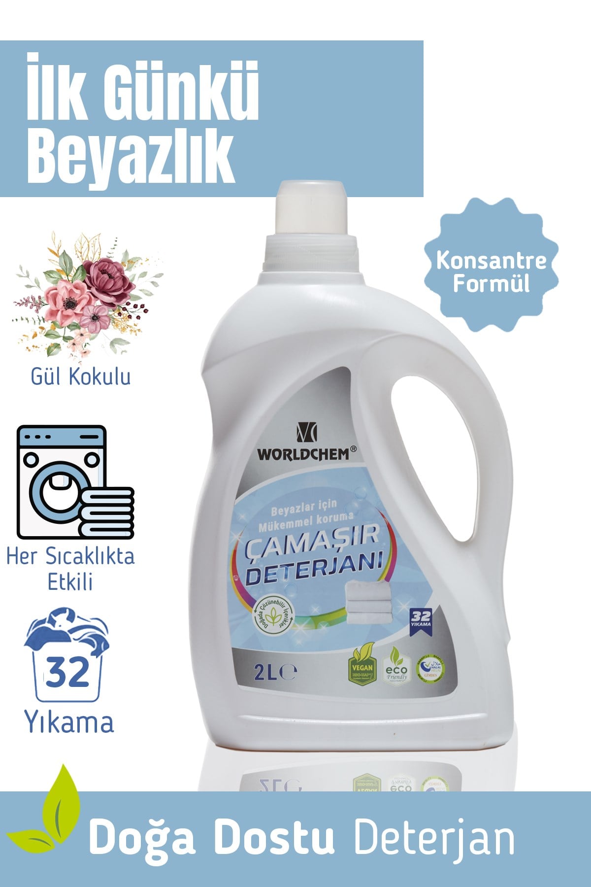Herbal Liquid Laundry Detergent Concentrated for Whites 2 Lt Halal Certified