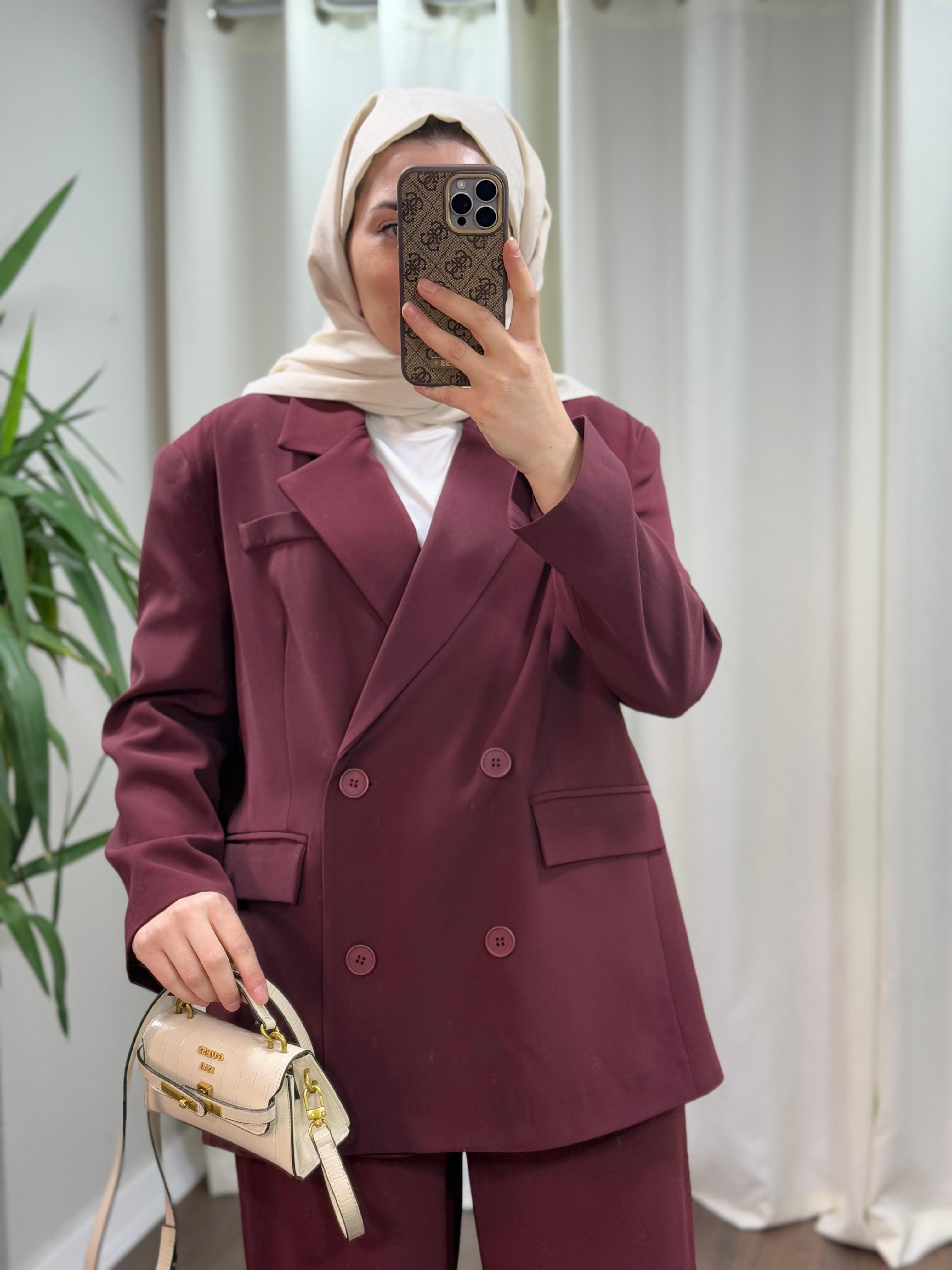 Bordo Blazer Ceket