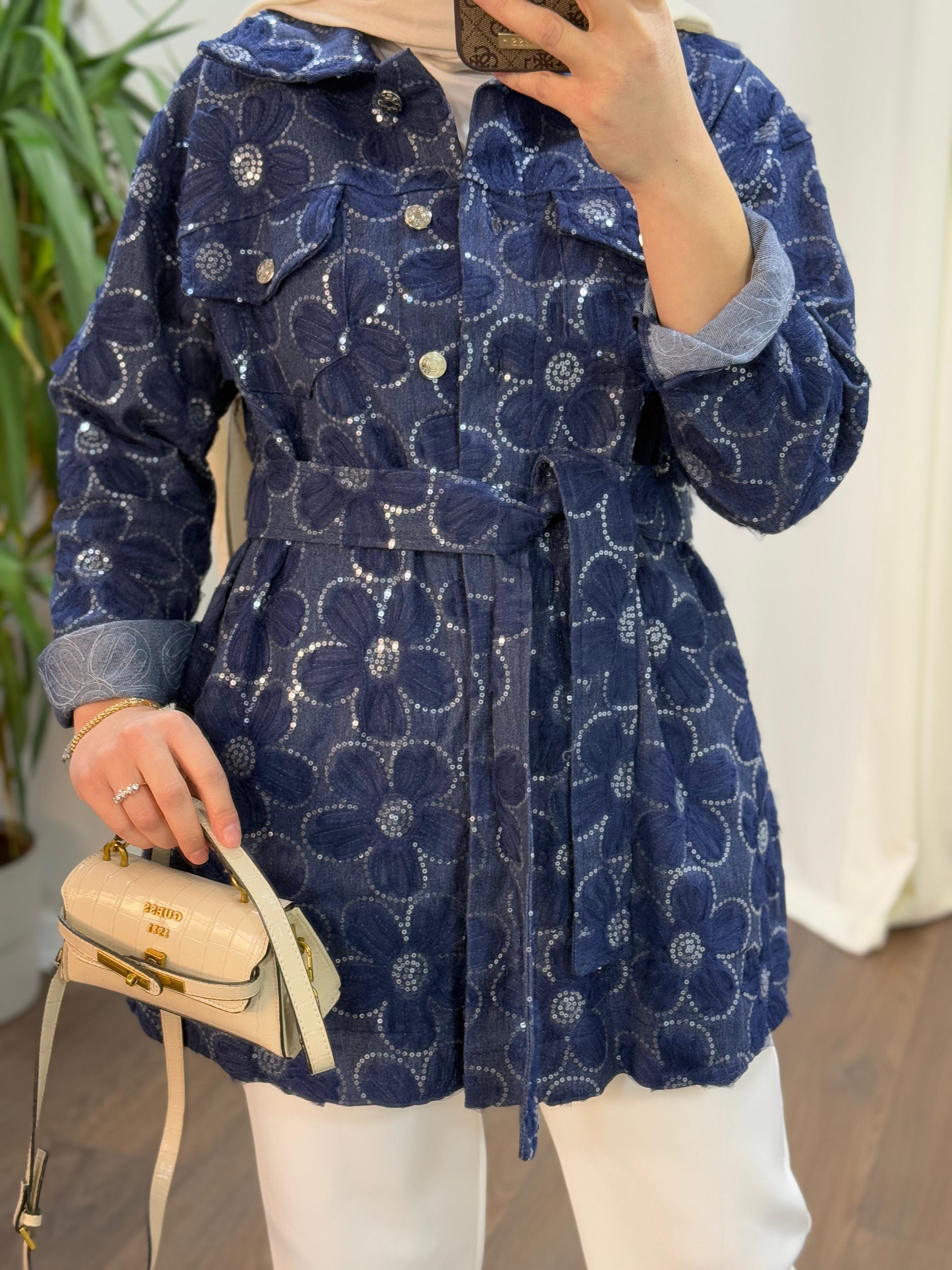 Flos Lacivert Denim Ceket