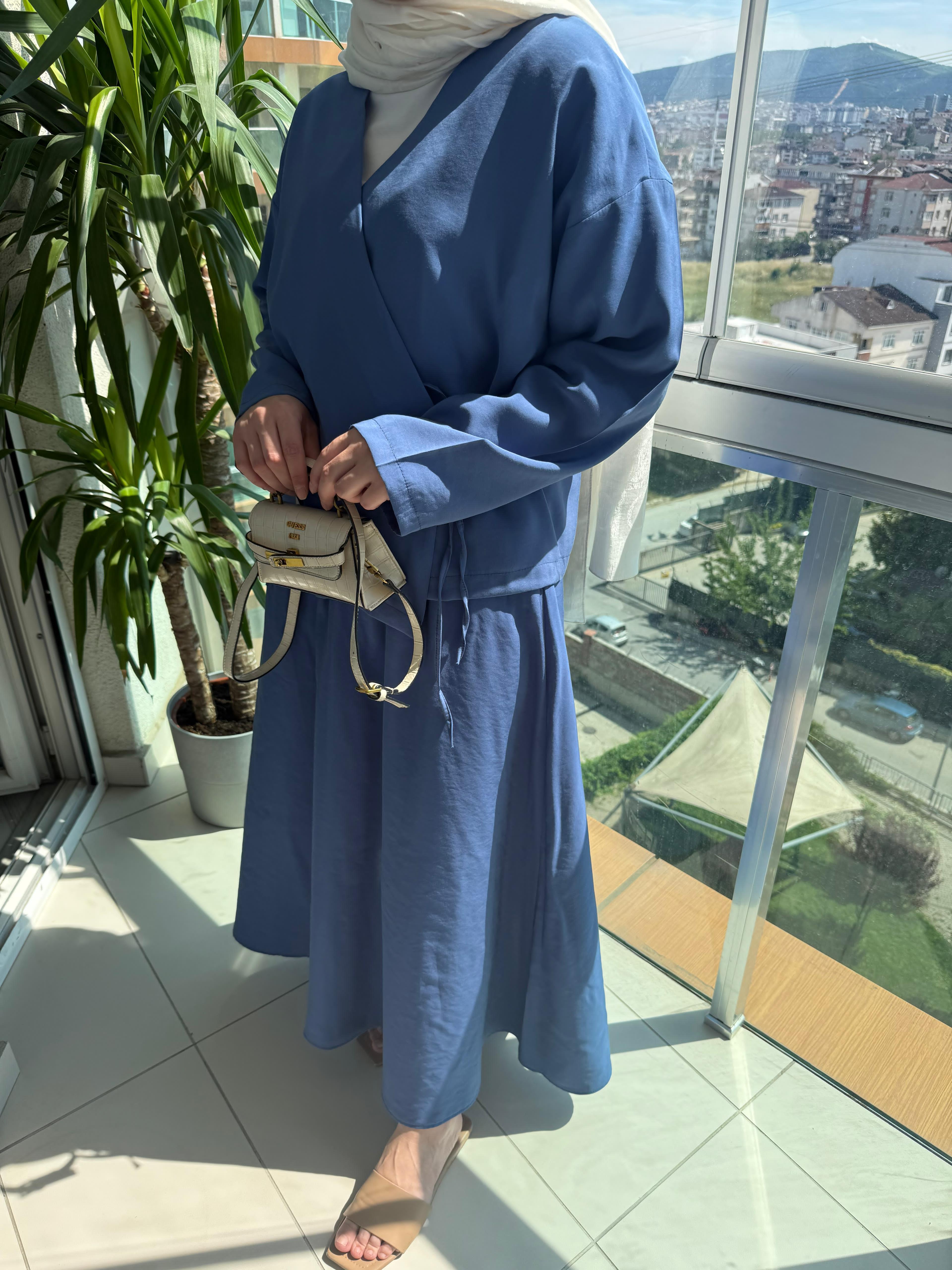 Kimono Etekli Mavi Takım