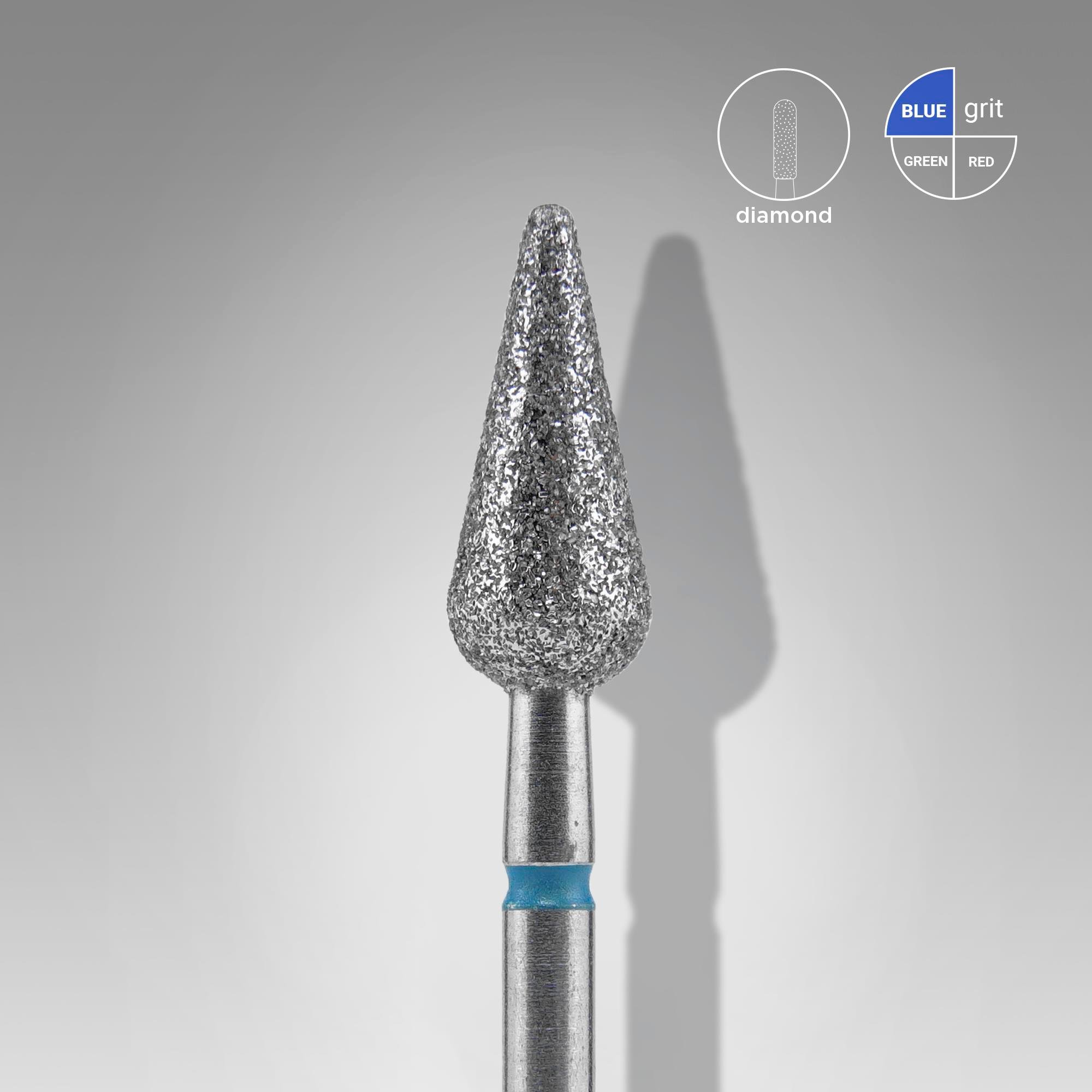 Elmas Armut sivri Freze EXPERT, Mavi, Çap 5 mm, Çalışma Kısmı 12 mm