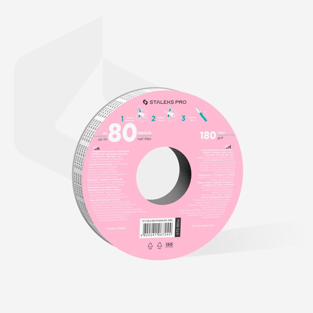 STALEKS PRO Plastik Bobin İçin EXPERT Yedek Beyaz Bant Törpü Bloğu, 180 Grit