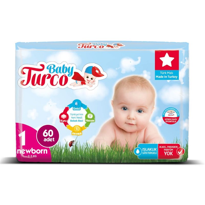 Baby Turco Bebek Bezi 1 Beden Yenidoğan 60 Adet