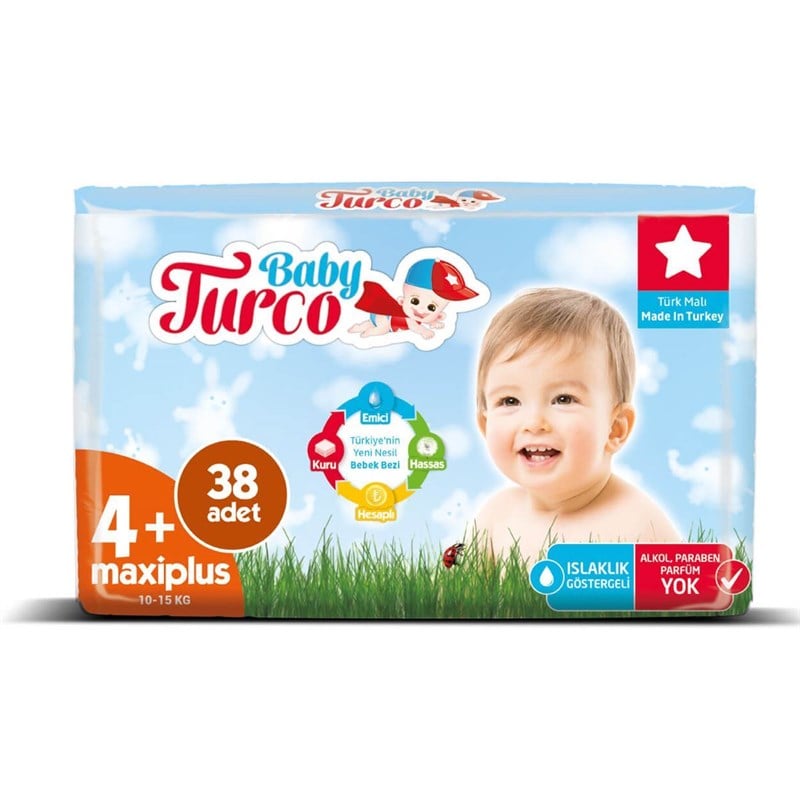 Baby Turco Bebek Bezi 4+ Numara Maxi Plus 38 Adet