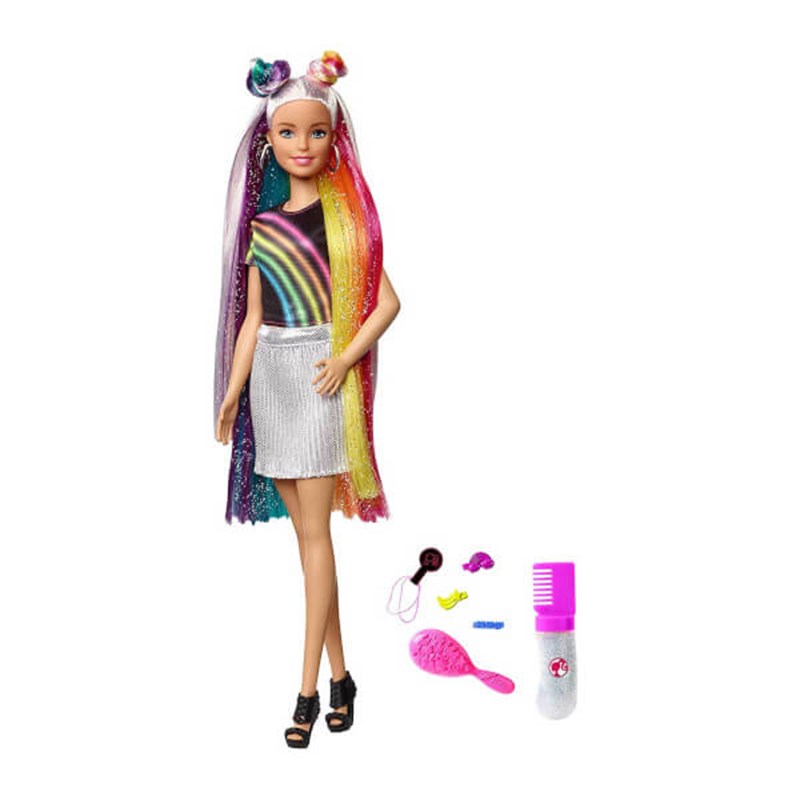 Barbie Gökkuşağı Renkli Saçlar Bebeği FXN96