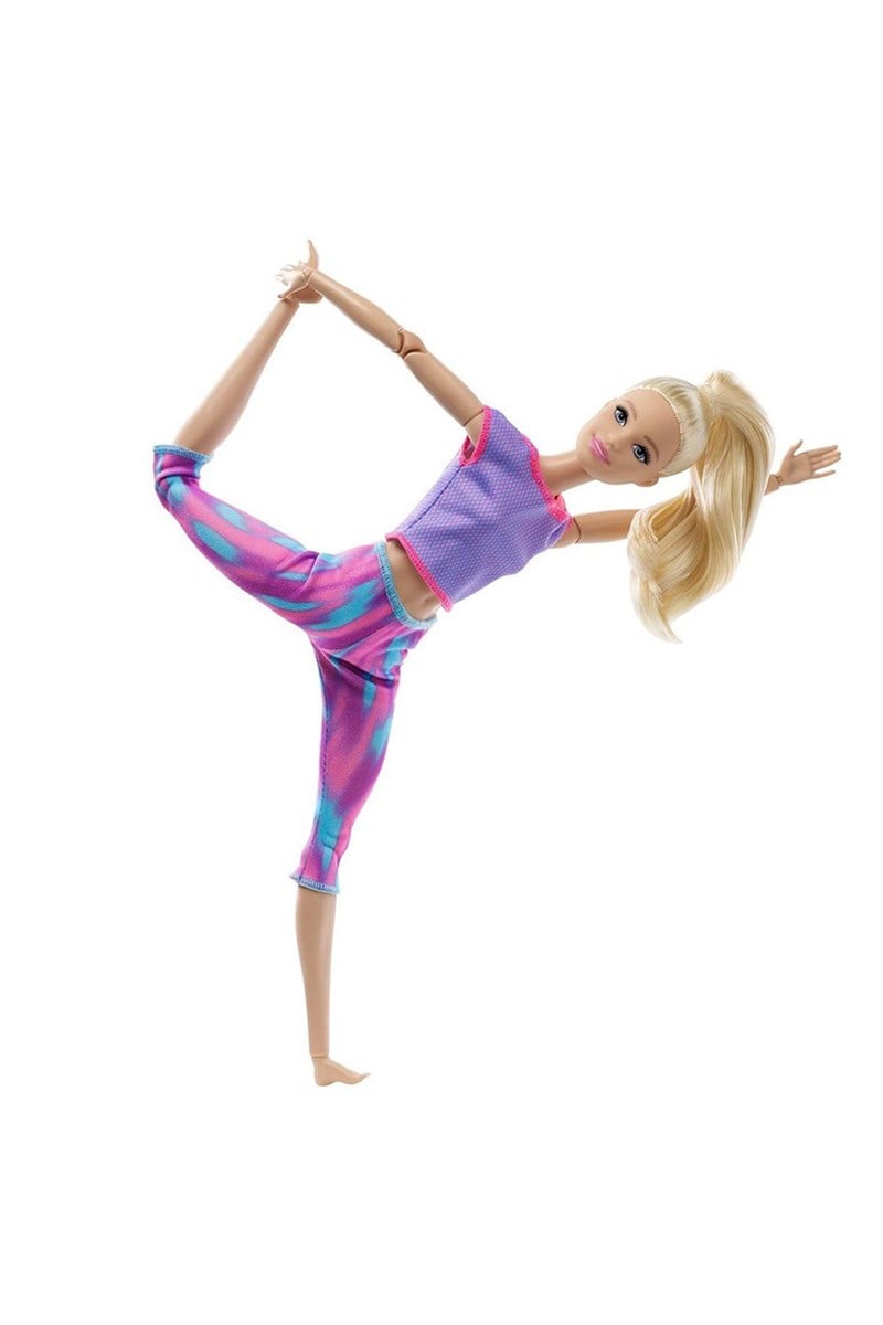 Barbie Sarışın Desenli Taytlı Sonsuz Hareket Bebeği Yeni Seri GXF04