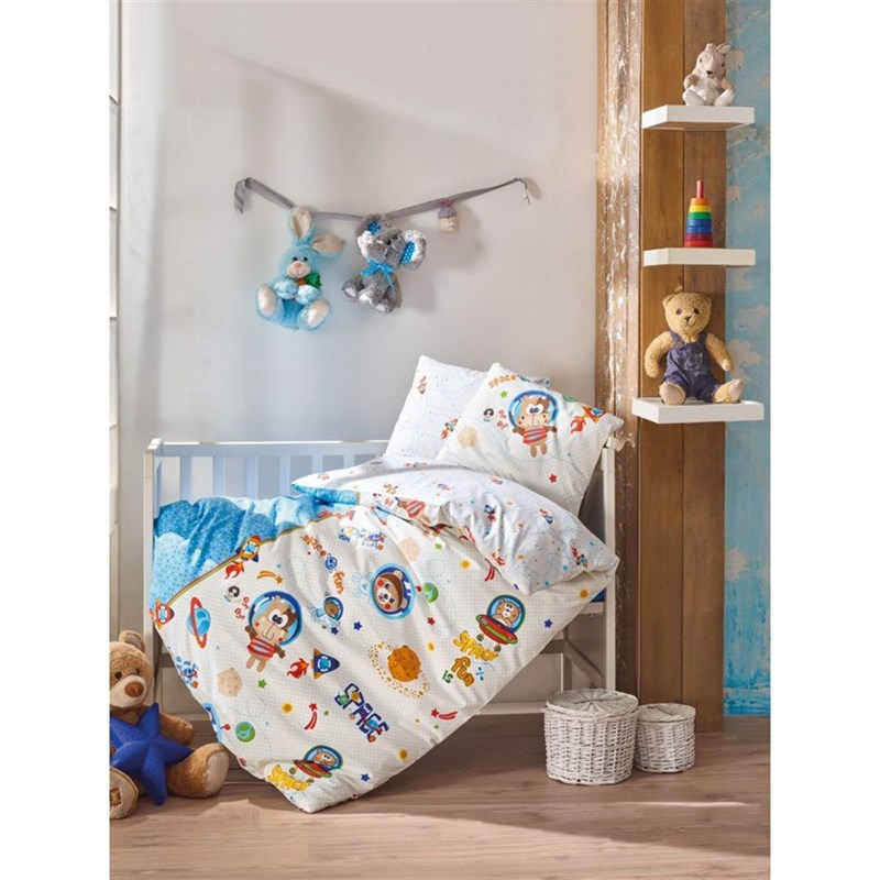 Cotton Box Bebek Nevresim Takımı Uzay Oyunu Mavi