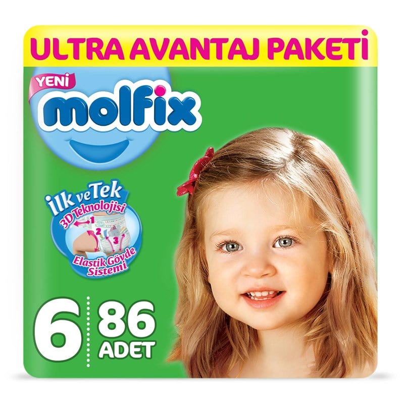 Molfix Bebek Bezi 6 Beden Ekstra Large Ultra Avantaj Paketi 86 Adet