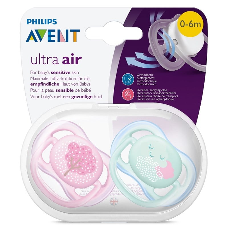 Philips Avent SCF343/20 Ultra Air Silikon Emzik 2li 0-6 Ay Desenli Kız