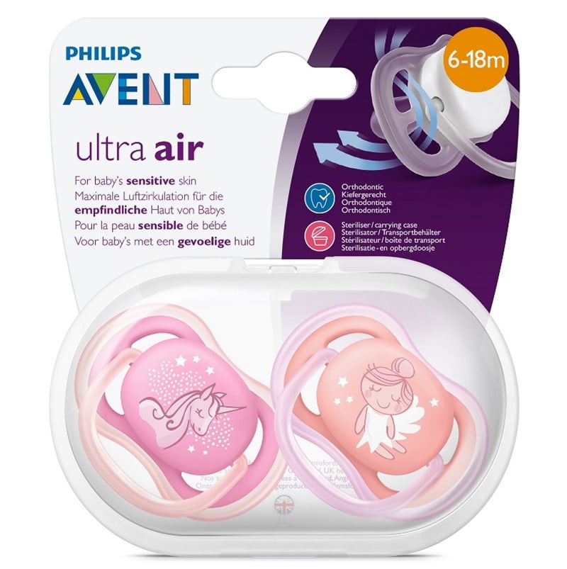 Philips Avent SCF345/22 Ultra Air Silikon Emzik 2li 6-18 Ay Desenli Kız